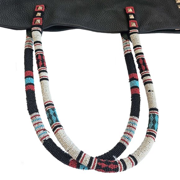 VALENTINO GREEN/BLACK REVERSIBLE ROCKSTUD LEATHER TOTE - Picture 10 of 16